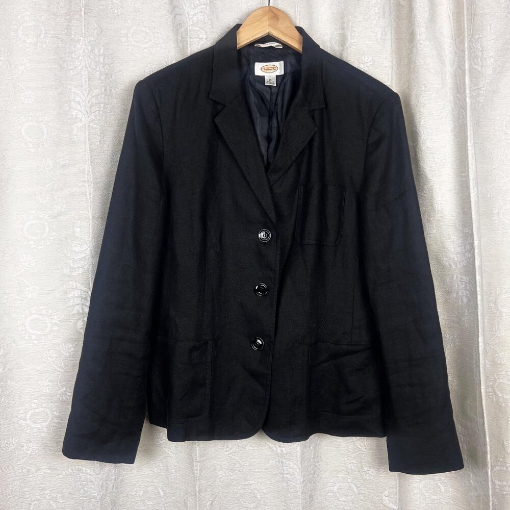 Vintage Irish linen black jacket Talbots 3-button blazer lightweight suiting
